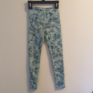 Athleta Girl High Waist Chit Chat Tights Green Pattern Leggings, Xsm/6